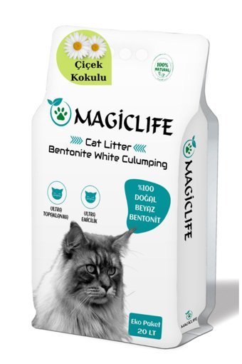 Magic Life Çiçek Kokulu Topaklanan İnce Taneli Bentonit Kedi Kumu 20 lt