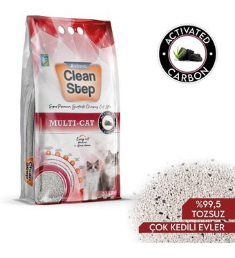 Jadawa Clean Step Tozsuz Topaklanan İnce Taneli Aktif Karbonlu Bentonit Kedi Kumu 10 lt