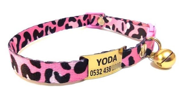 Ayz Markalama Çanlı Pembe Gezdirme Boyun Kedi Tasması