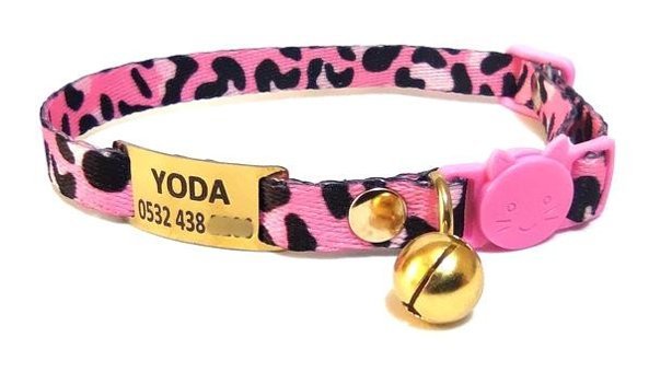 Ayz Markalama Çanlı Pembe Gezdirme Boyun Kedi Tasması