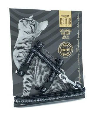 Cattie Fular Siyah Gezdirme Boyun Kedi Tasması