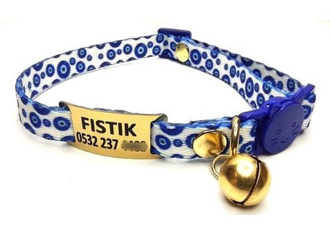Ayz Markalama Bandana Beyaz - Mavi Gezdirme Boyun Kedi Tasması