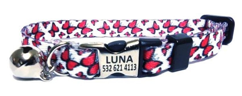 Ayz Markalama Alleycat Halsband Beyaz - Kırmızı Gezdirme Boyun Kedi Tasması