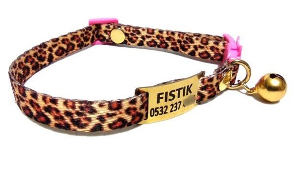Ayz Markalama Boncuklu Leopar Gezdirme Boyun Kedi Tasması