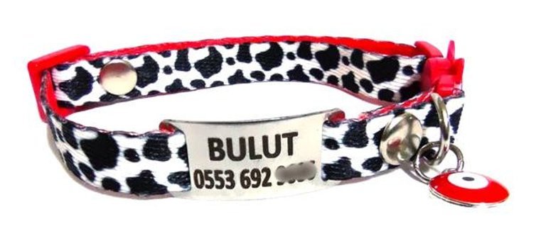 Ayz Markalama Bandana Beyaz - Siyah Gezdirme Boyun Kedi Tasması