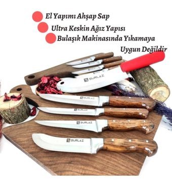 Epinox Sürlaz Pro 9 Paslanmaz Çelik 9 Parça Mutfak Bıçağı Seti