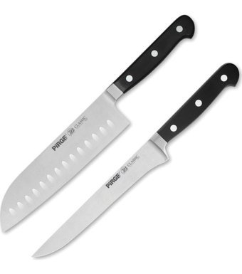 Pirge Classic Santoku Paslanmaz Çelik 2 Parça Şef Bıçağı Seti