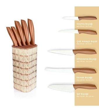 Schafer Quick Chef Paslanmaz Çelik Standlı 6 Parça Mutfak Bıçağı Seti