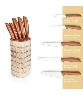 Schafer Quick Chef Paslanmaz Çelik Standlı 6 Parça Mutfak Bıçağı Seti