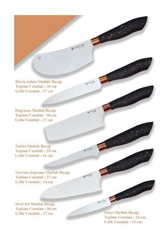 Castle Kitchen Black Copper Serisi Paslanmaz Çelik 6 Parça Mutfak Bıçağı Seti