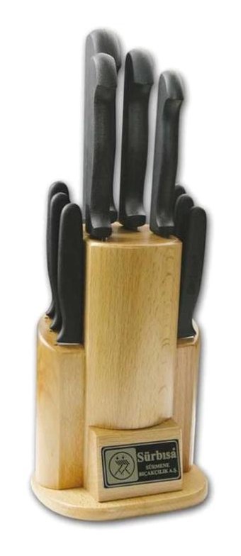Sürbısa Sürmene 61506 Naturel Paslanmaz Çelik Standlı 10 Parça Mutfak Bıçağı Seti