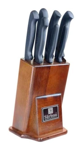 Sürbısa Sürmene 61510 Çelik Standlı 7 Parça Mutfak Bıçağı Seti