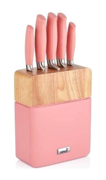 Neva N2589 Sweet Plus Paslanmaz Çelik Standlı 5 Parça Mutfak Bıçağı Seti