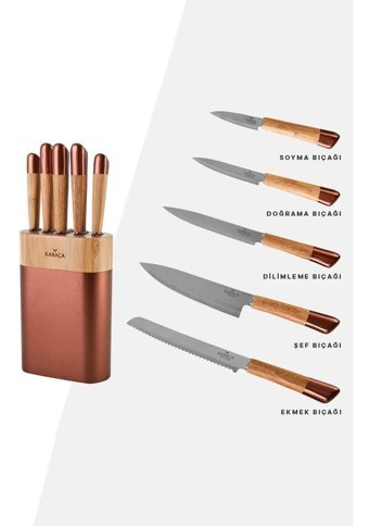 Karaca Maple Paslanmaz Çelik Standlı 6 Parça Mutfak Bıçağı Seti