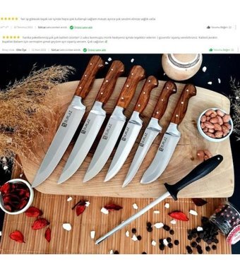 Sürmene Paslanmaz Çelik 7 Parça Şef Bıçağı Seti