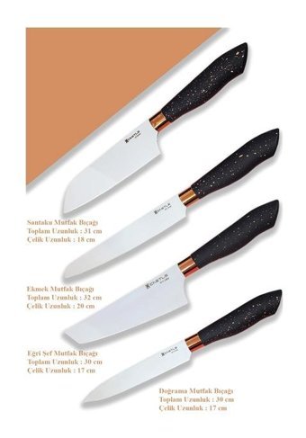 Castle Kitchen Black Copper Serisi Paslanmaz Çelik 4 Parça Mutfak Bıçağı Seti