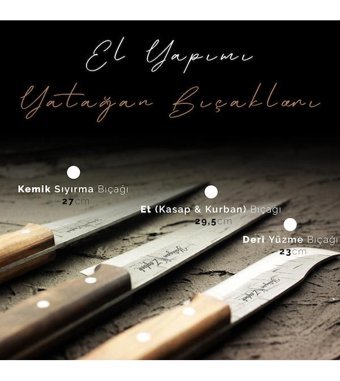 Yatağan Zeybek Çelik 3 Parça Kasap Bıçağı Seti