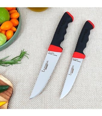 Lazbisa Soft Grip Paslanmaz Çelik 2 Parça Mutfak Bıçağı Seti