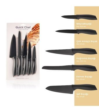 Schafer Quick Chef Plastik 5 Parça Mutfak Bıçağı Seti