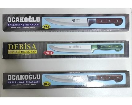 Ocakoğlu Paslanmaz Çelik 3 Parça Şef Bıçağı Seti