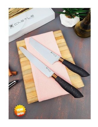 Castle Kitchen Black Copper Serisi Paslanmaz Çelik 2 Parça Mutfak Bıçağı Seti
