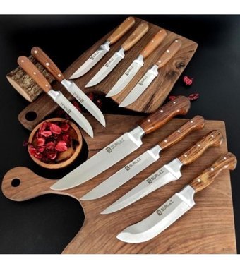 Sürlaz Handmade Paslanmaz Çelik 10 Parça Şef Bıçağı Seti
