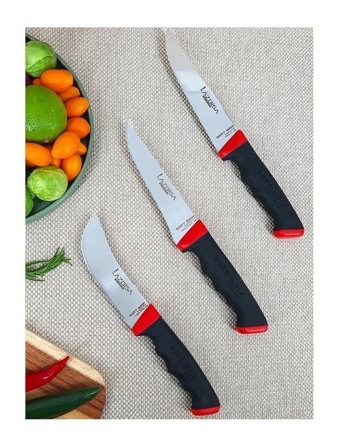 Lazbisa Soft Grip Paslanmaz Çelik 3 Parça Mutfak Bıçağı Seti