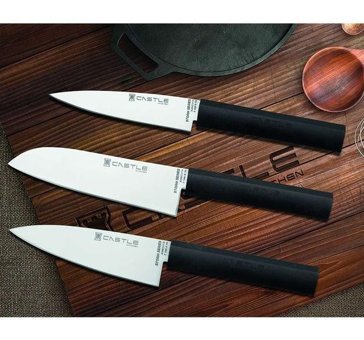 Castle Kitchen Storm Serisi Paslanmaz Çelik 3 Parça Mutfak Bıçağı Seti