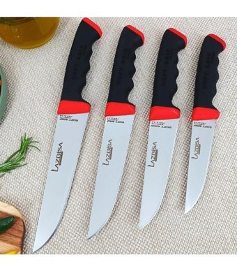 Lazbisa Soft Grip Çelik 4 Parça Ekmek Bıçağı Seti
