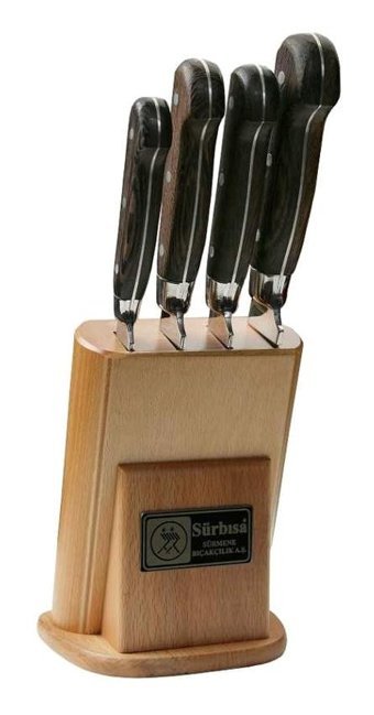 Sürbısa Sürmene 61502YM Paslanmaz Çelik Standlı 4 Parça Mutfak Bıçağı Seti