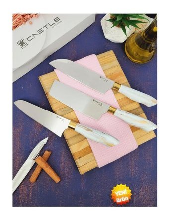 Castle Kitchen Papatya Serisi Çelik 3 Parça Mutfak Bıçağı Seti