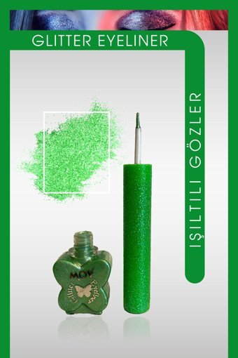 Mov Glitter Yeşil İnce Uçlu Fırça Likit Eyeliner