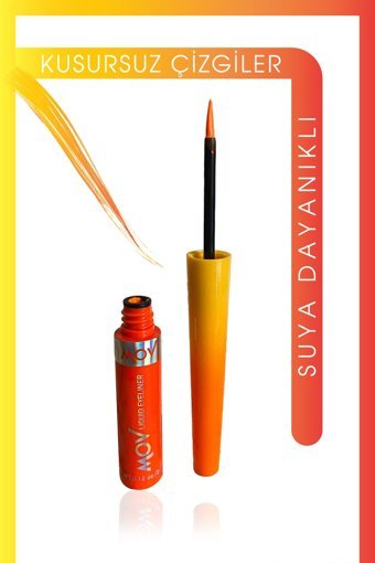 Mov Suya Dayanıklı Parlak Neon Turuncu Kalıcı İnce Uçlu Fırça Likit Eyeliner