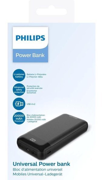 Philips Dlp2720/00 20000 mAh Hızlı Şarj Type C - USB Powerbank Siyah
