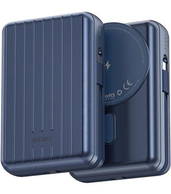 Wiwu Pp04 20000 mAh Hızlı Şarj Mıknatıslı Micro Lightning - Type C - USB Powerbank Mavi