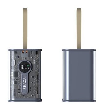 Shaza 10000 mAh Hızlı Şarj Micro Lightning - Type C - USB Powerbank Gri