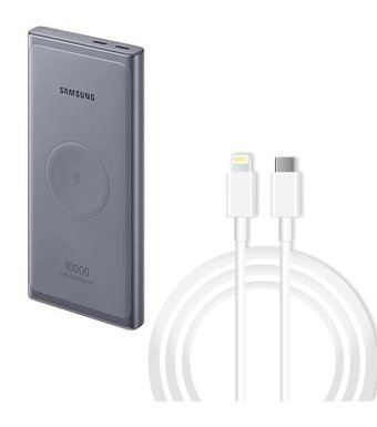 Samsung 10000 mAh Hızlı Şarj Mıknatıslı Lighthing - Type C Kablosuz Powerbank Gri