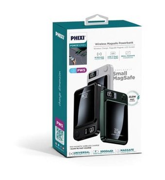 Phixi Force Pw5 5000 mAh Hızlı Şarj Mıknatıslı Type C Powerbank Yeşil