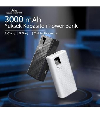 Peeq A26Q 30000 mAh Hızlı Şarj Micro Type C - USB Powerbank Beyaz