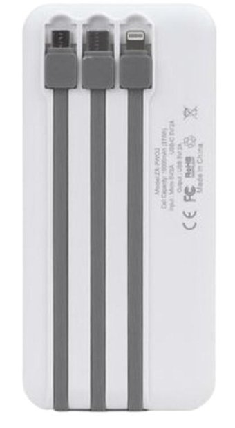 Nüanstek Bilishi Zr-Pw02 10000 mAh Hızlı Şarj Vantuzlu Micro Type C - USB Powerbank Beyaz