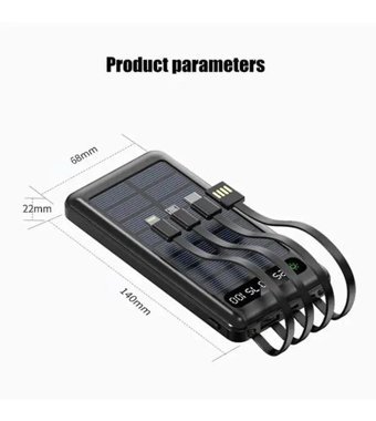 Coverzone 20000 mAh Güneş Enerjili Micro USB Powerbank Siyah