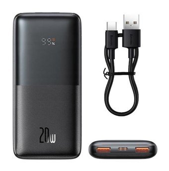 Baseus 10000 mAh Dijital Göstergeli Micro Type C - USB Powerbank Siyah