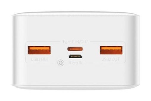 Baseus 30000 mAh Hızlı Şarj Micro Type C - USB Powerbank Beyaz