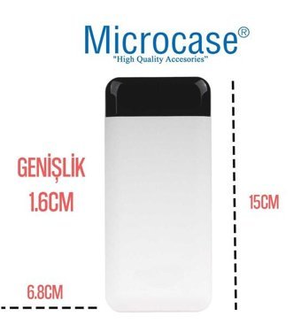 Microcase Y131 20000 mAh Hızlı Şarj Lightning - Type C - USB Powerbank Beyaz - Siyah