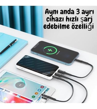 Peeq 20000 mAh Hızlı Şarj Type C - USB Powerbank Beyaz - Siyah