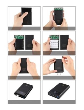 Coofbe 12000 mAh Hızlı Şarj Işıklı Micro Type C - USB Powerbank Siyah