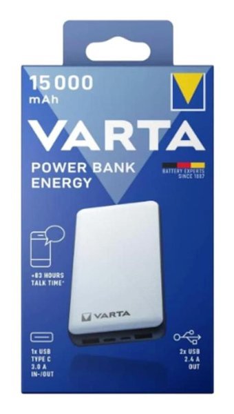 Varta 15000 mAh Hızlı Şarj Micro Lightning - Type C - USB Powerbank Beyaz