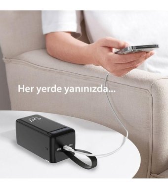 Ghk Tech Pb58 50000 mAh Hızlı Şarj Dijital Göstergeli Mini USB Powerbank Siyah