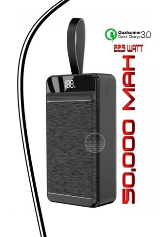 Prepare 50000 mAh Hızlı Şarj Dijital Göstergeli Micro Type C - USB Powerbank Siyah