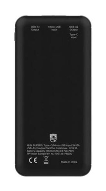 Philips Dlp1810Nb/62 10000 mAh Hızlı Şarj Type C - USB Powerbank Siyah